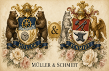 
Carregar imagem no visualizador da galeria, Jubiläums-Doppelwappen — Müller &amp; Schmidt seamless Dual-grade unique arms — Herald Lab